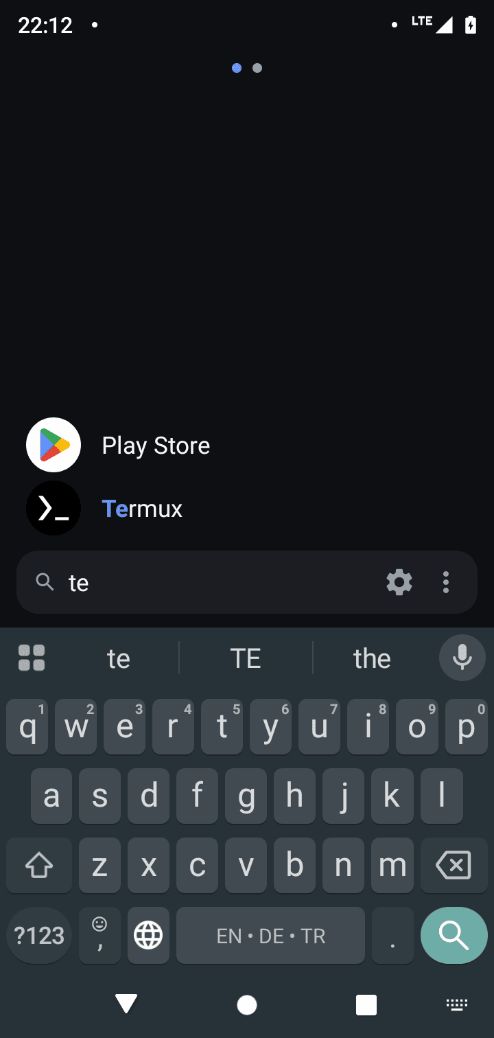 App search results with highlighted matches