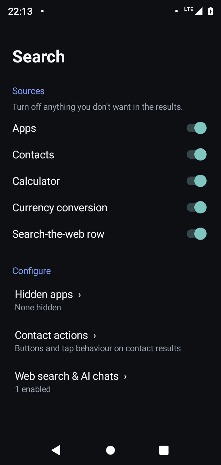 Search source toggles