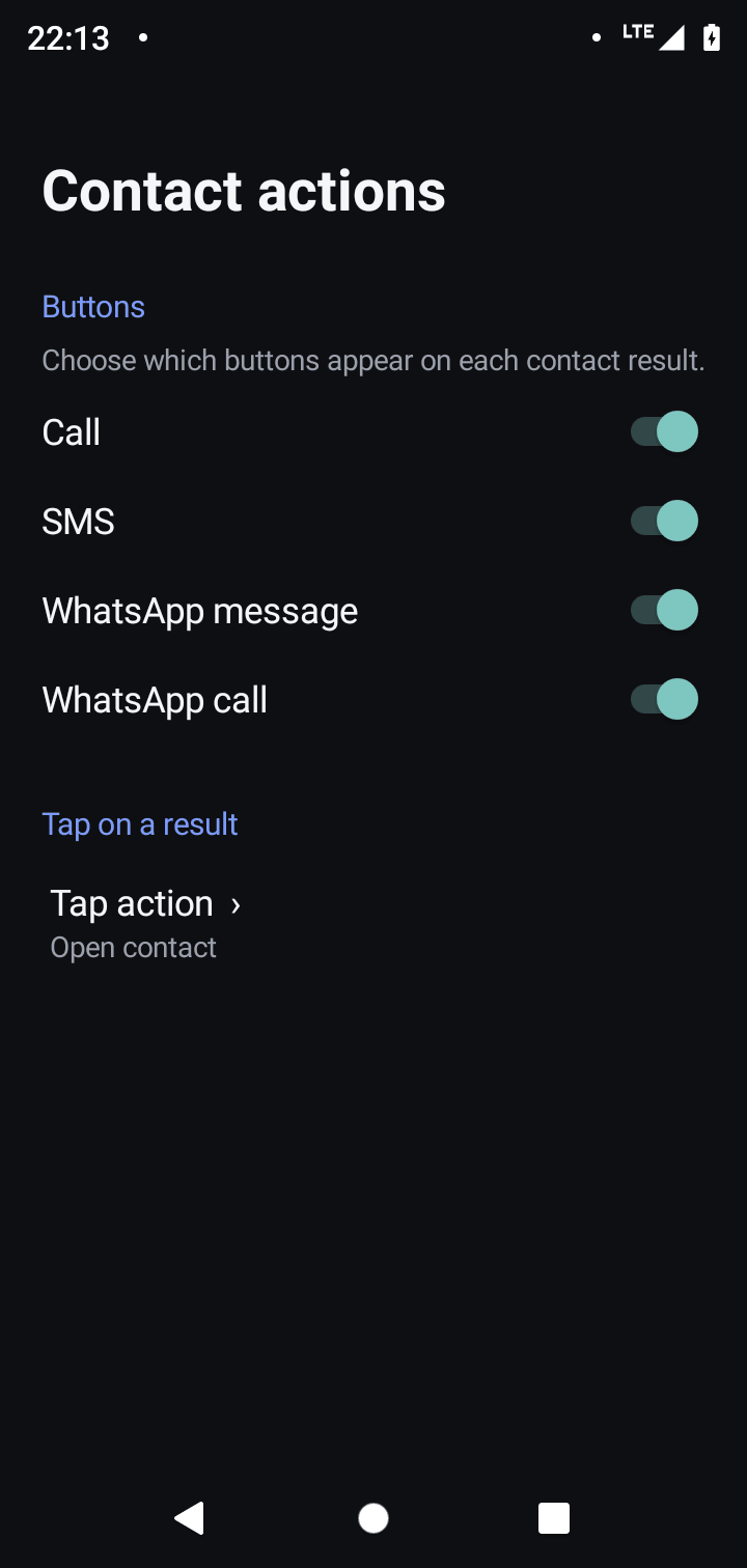 Contact action button settings